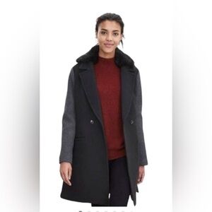 Banana Republic Women's Heritage Wool Coat double breast Size XL Black